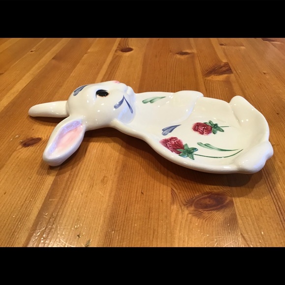 VINTAGE LENOX POPPIES ON BLUE BARNYARD COLLECTION BUNNY SPOON REST 1999 - Picture 6 of 8